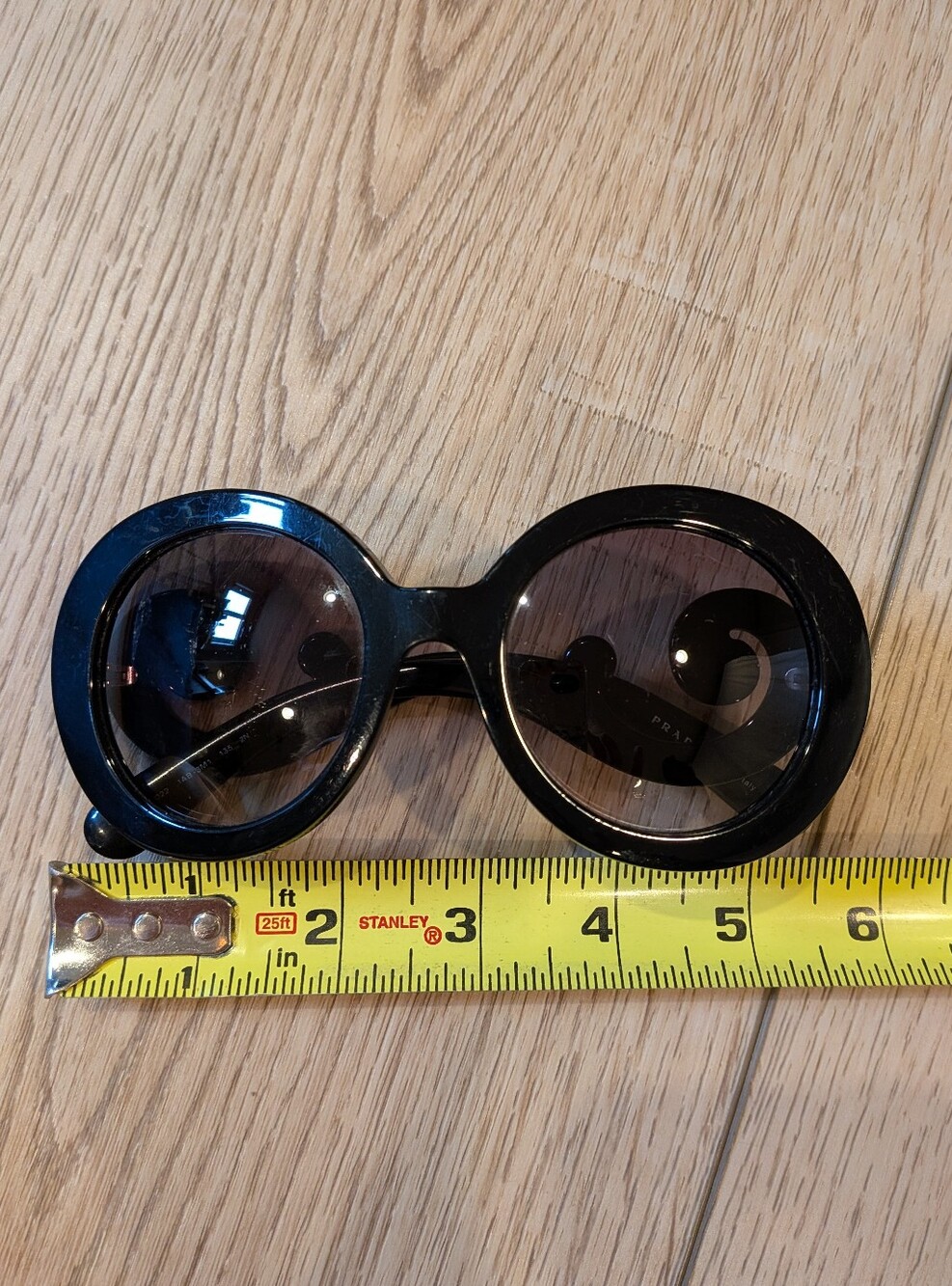 Prada Minimal Baroque Round Black Sunglasses SPR 27N Made in Italy - Picture 3 of 15